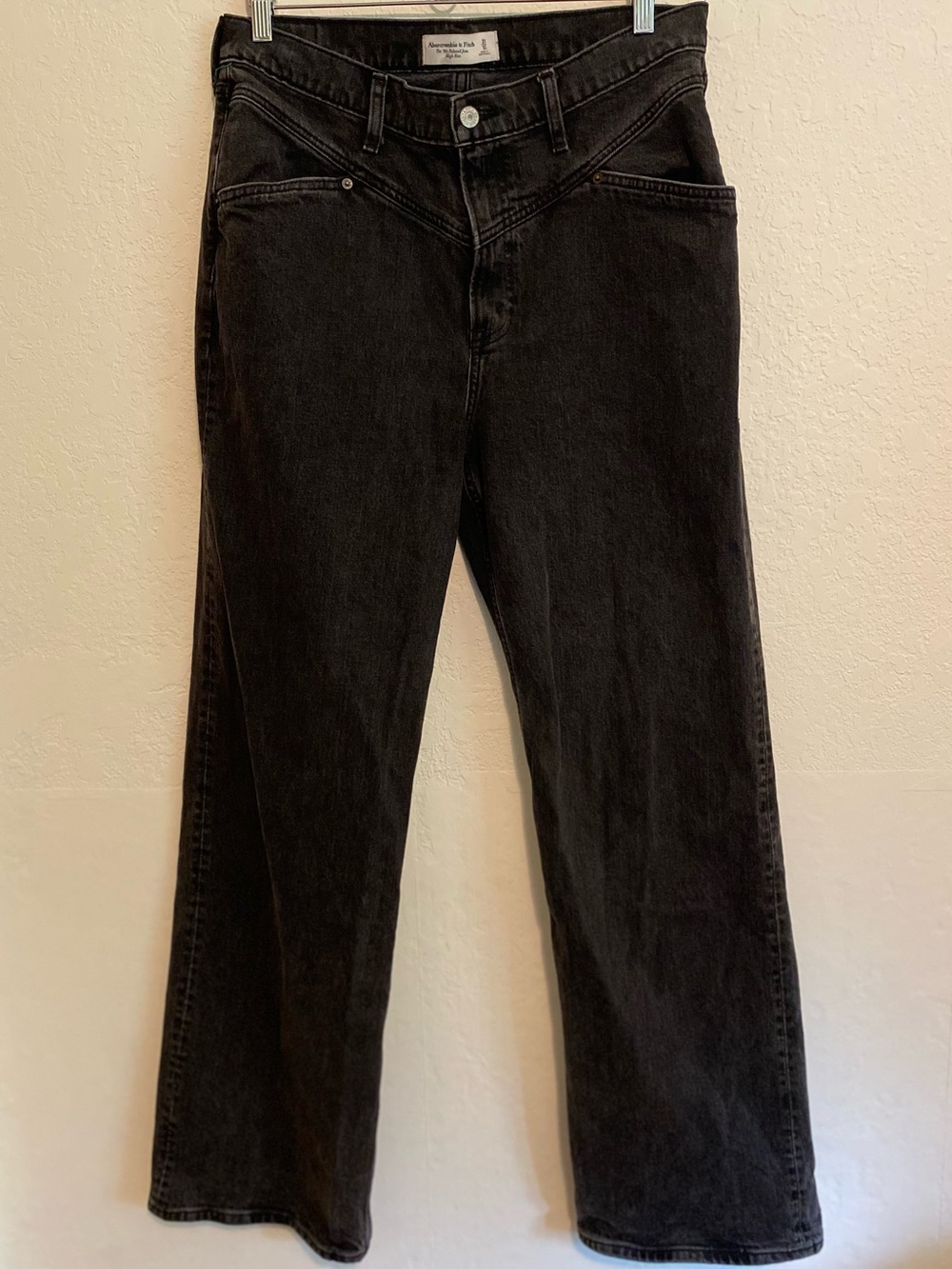 Abercrombie & Fitch 90’s Relaxed Fit High Rise Black Western Yoke Jeans Size 12